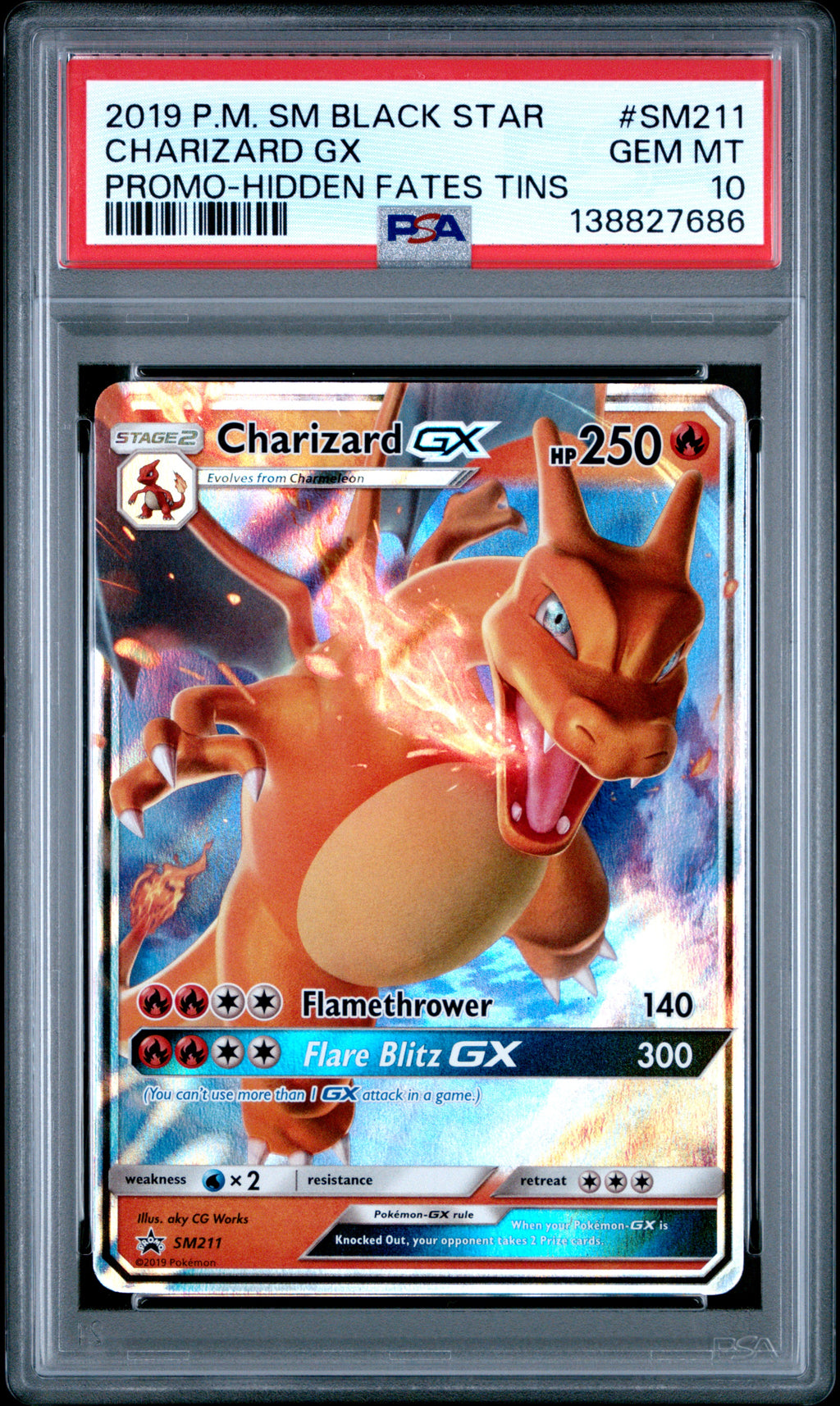 Charizard GX #SM211 PSA 10 GEM MINT | Hidden Fates Tin Promo